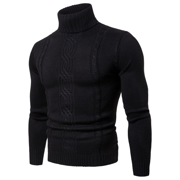 New Men's Turtleneck Jacquard Pullover Sweater