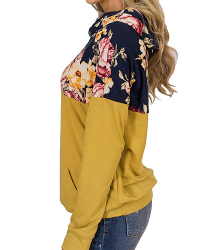 Pile Of Collar Printed Drawstring Sweater