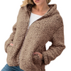 Split  Zipper Hooded Long Sleeve Plush Coat