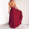 Sexy V-Collar Solid Color Irregular Sling Evening Dress