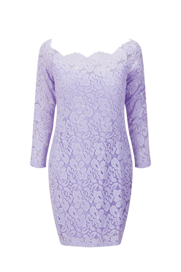 Women's One-Neck Long-Sleeved Lace Bodycon Dress