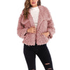 Lapel Long Sleeve Pocket Plain Fur Coats