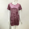 Fashion Solid O-Neck Stitching Velvet Shift Dress