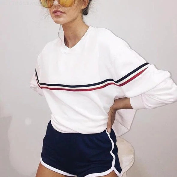 Striped Long-Sleeved O-Neck Sweatshirt