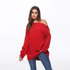 Loose Button Off Shoulder Sweaters