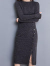 Ladies New Knit Long-Sleeved Large Yards Hip Bottoming Dress