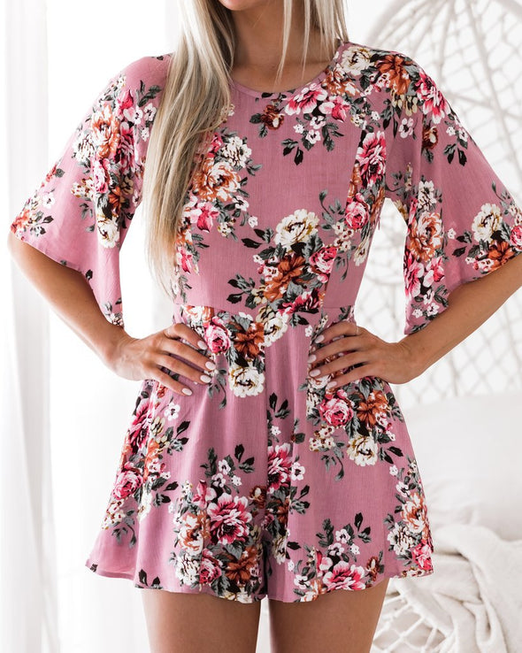 New Long Sleeve Printed Jumpsuit