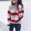 Round Neck Striped Colorblock Sweater