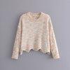 Casual Color Mixing Irregular Knitting Sweater