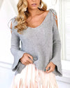 Fashion Sling Off-The-Shoulder V-Neck Sweater