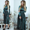 O-Neck Velvet Pleated Maxi Dress