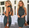 Fashion Solid Turtleneck Backless Knitting Bodycon Dress