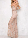 Deep V Sequined Sexy Strap Evening Dress