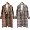 Fashion Check Long Sleeve Lapel Woolen Coat