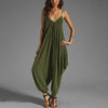 Low-Cut V Collar Beach Casual Loose Jumpsuit