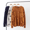 Fashion Solid O-Neck Ball Decoration Sweaters