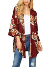 Printed Long Sleeve Slit Cardigan Coat