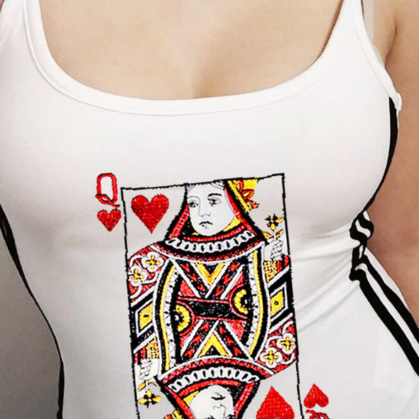 Women's Playing Card Printed Sexy Bodysuits