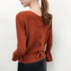 V-Neck Trumpet Sleeve Sweater