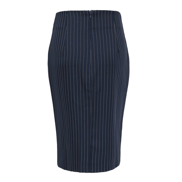 Striped High Waist Side Slit Female Skirt