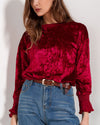 Gold Velvet Long Sleeve O-Neck Sweatshirt