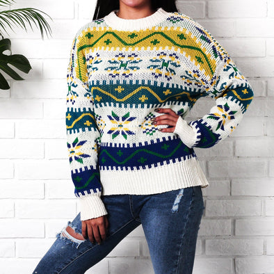 Snowflake Christmas Casual Long Sleeve Sweater