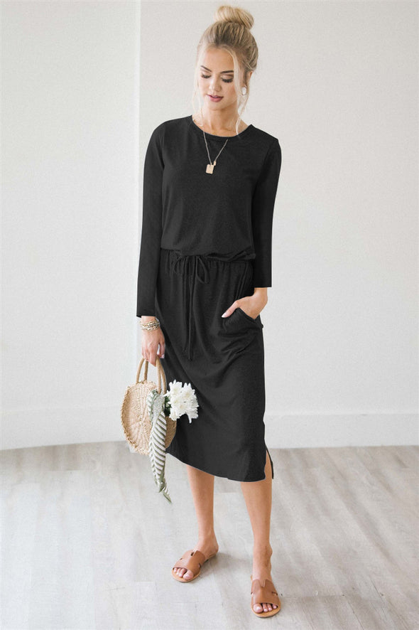 New Casual Straps Long Sleeve Dress