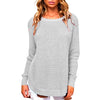 Split Round Neck Long Sleeve Sweaters