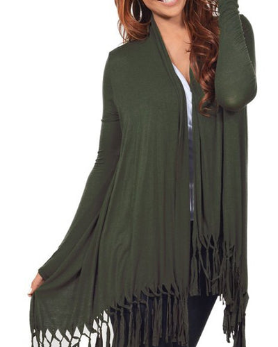 Irregular Tassel Knit Cardigan