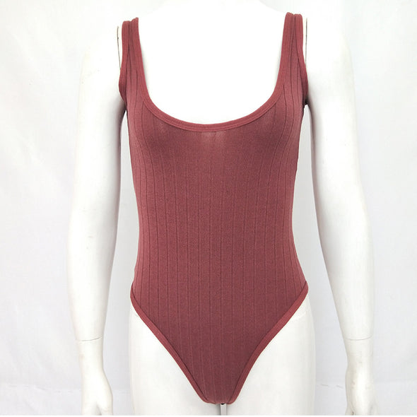 New Sexy Backless Wide Pit Solid Bodysuit