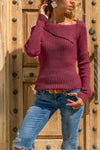 Fashion Solid Turn-Down Collar Long Sleeve Sweater