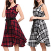 Plaid Sleeveless Evening Dress