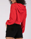 Hooded Solid Long-Sleeved Short Sweatshirt