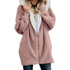 Fashion Solid Hooded Zipper Plush Cardigan Coat