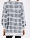 New V-Neck Long-Sleeved Loose Plaid Sweater Coat