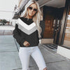 Fashion Geometric Stitching O-Neck Long-Sleeved Sweater