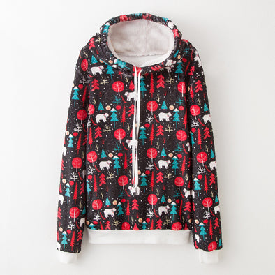 Coral fleece Printing Long Sleeve Hoodies