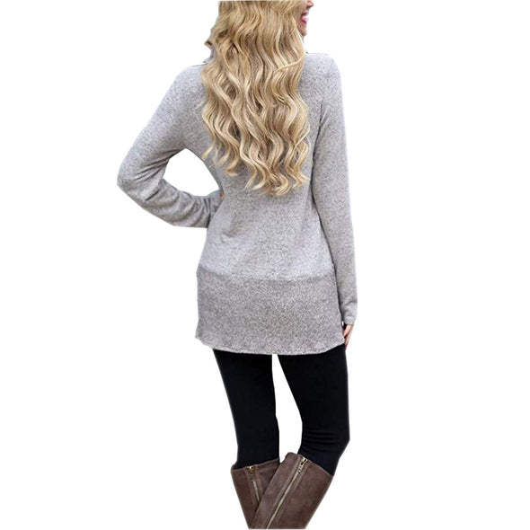 Solid Color Pile Collar Long Sleeve Pullover Sweater