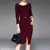 Fashion Solid O-Neck long Sleeve Bodycon Dress