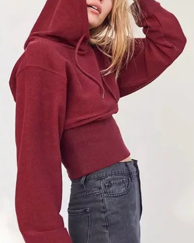 New Solid Color Hooded Sweater