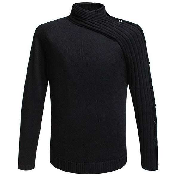 New Slim Stand Collar Solid Solor Pullover Sweater