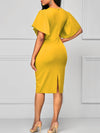 Round Neck  Plain  Blend Bodycon Dress