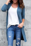 Slit Pocket Snap Front  Plain Cardigans