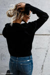 Round Neck  Tiered  Plain  Bell Sleeve Sweaters