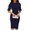 New Lapel Mid-Sleeve Slim Bodycon