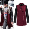 Band Collar Zipper Patchwork Outerwear