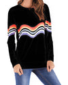 Colorful Striped Long Sleeve Round Neck T-Shirt