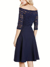 Cutaway Collar Lace Expansion Evening Dress