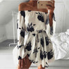 Long Sleeve Printed Trumpet Sleeve Dress