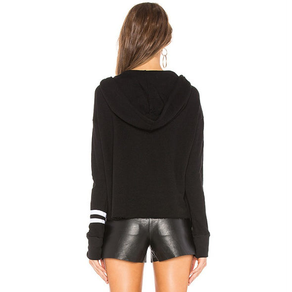 Long Sleeved Solid Color Loose Hooded Sweatshirt